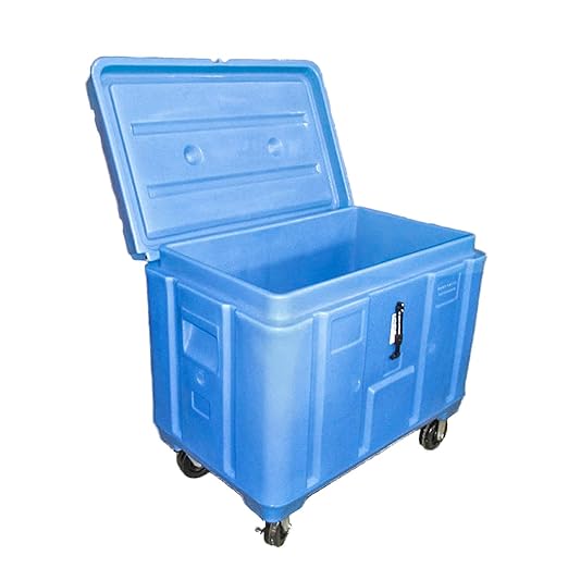 HFS (R) 11 cu ft Insulated HDPE Dry Ice Bin w/Hinged Lid & Caster Wheel