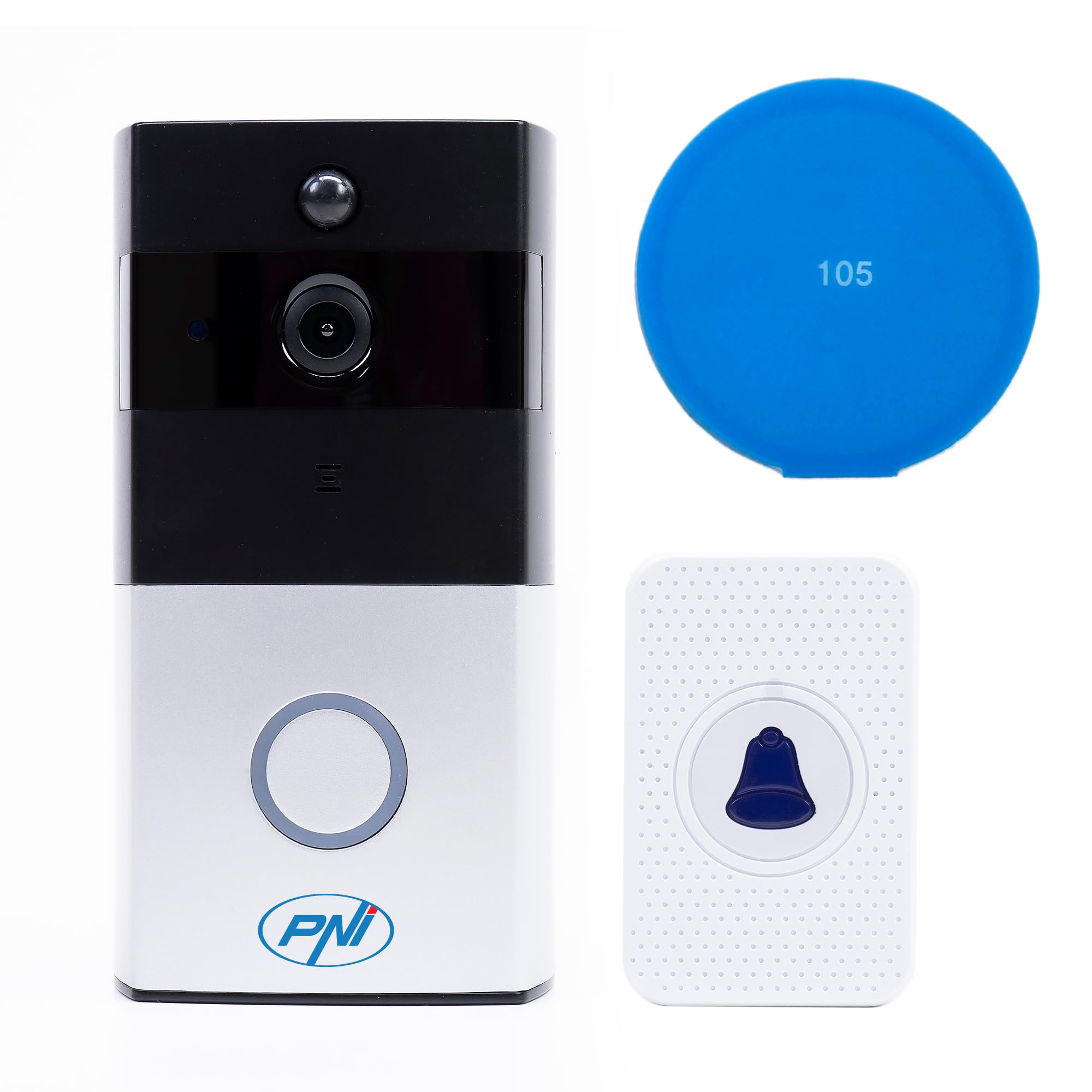 PNI Smart video intercom SafeHome PT710B, WiFi, HD, P2P, dedicated Tuya Smart application, with sticky Pad Blue included