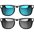 HIBLOKS 2Pcs Polarized Clip for Ray-Ban Meta Wayfarer Smart Glasses, Discoloration Clips for Ray-Ban Meta Wayfarer Standard RW4006 (Size M 50-22) Protect Your Eyes, Cool and Fashion (Silver, Blue)