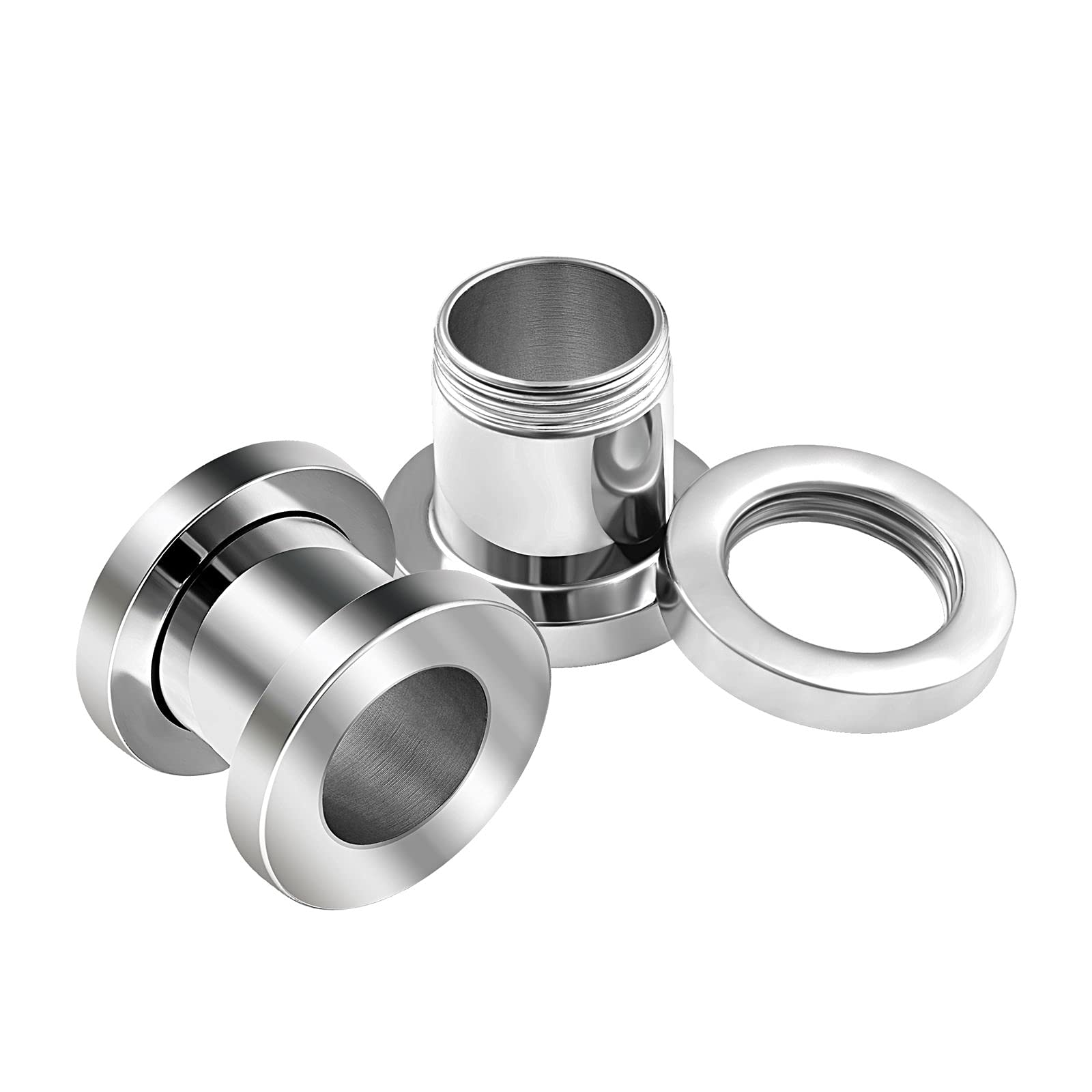 KJM FASHION 2PCS Stainless Steel 0g 8mm Flesh Screw Stretcher Ear Tunnel Gauge Plug Earring Lobe Piercing Jewellery 1861