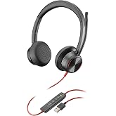 Poly - Blackwire 8225 Wired Headset with Boom Mic (Plantronics) - Dual-Ear (Stereo) Computer Headset - USB-A to Connect to Your PC/Mac - Active Noise Canceling - Works with Teams, Zoom &amp; More