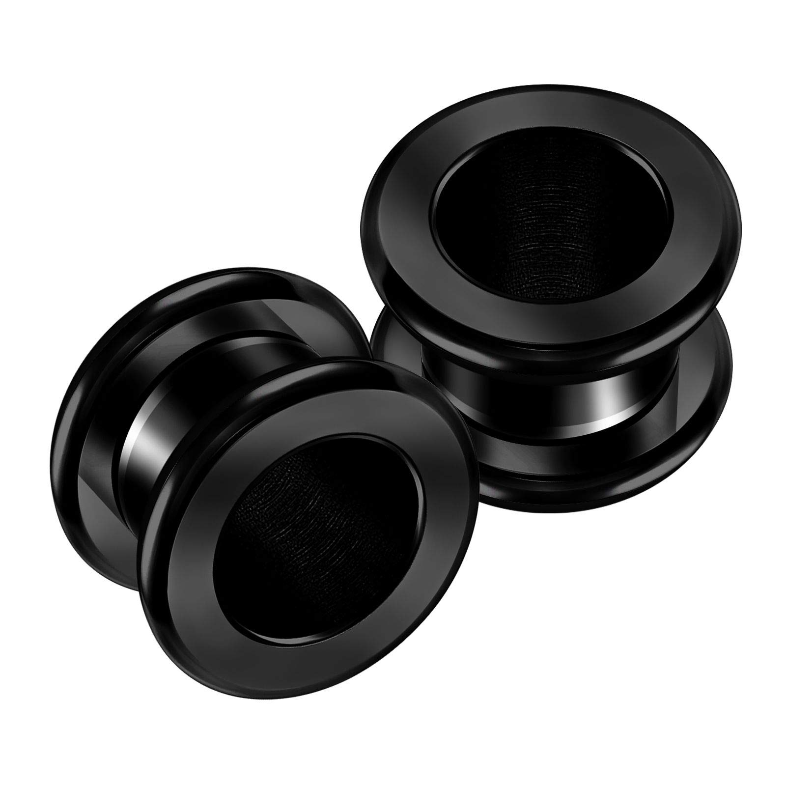 BanaVega 2PCS Anodized Black 1/2 inch 12mm Flesh Rounded Edges Ear Stretcher Gauge Tunnel Plug Lobe Earring Piercing Jewellery 5397
