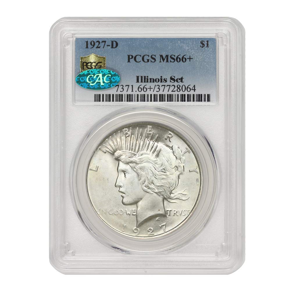 1927 D American Silver Peace Dollar MS-66+ Illinois Set by CoinFolio $1 MS66+ PCGS/CAC