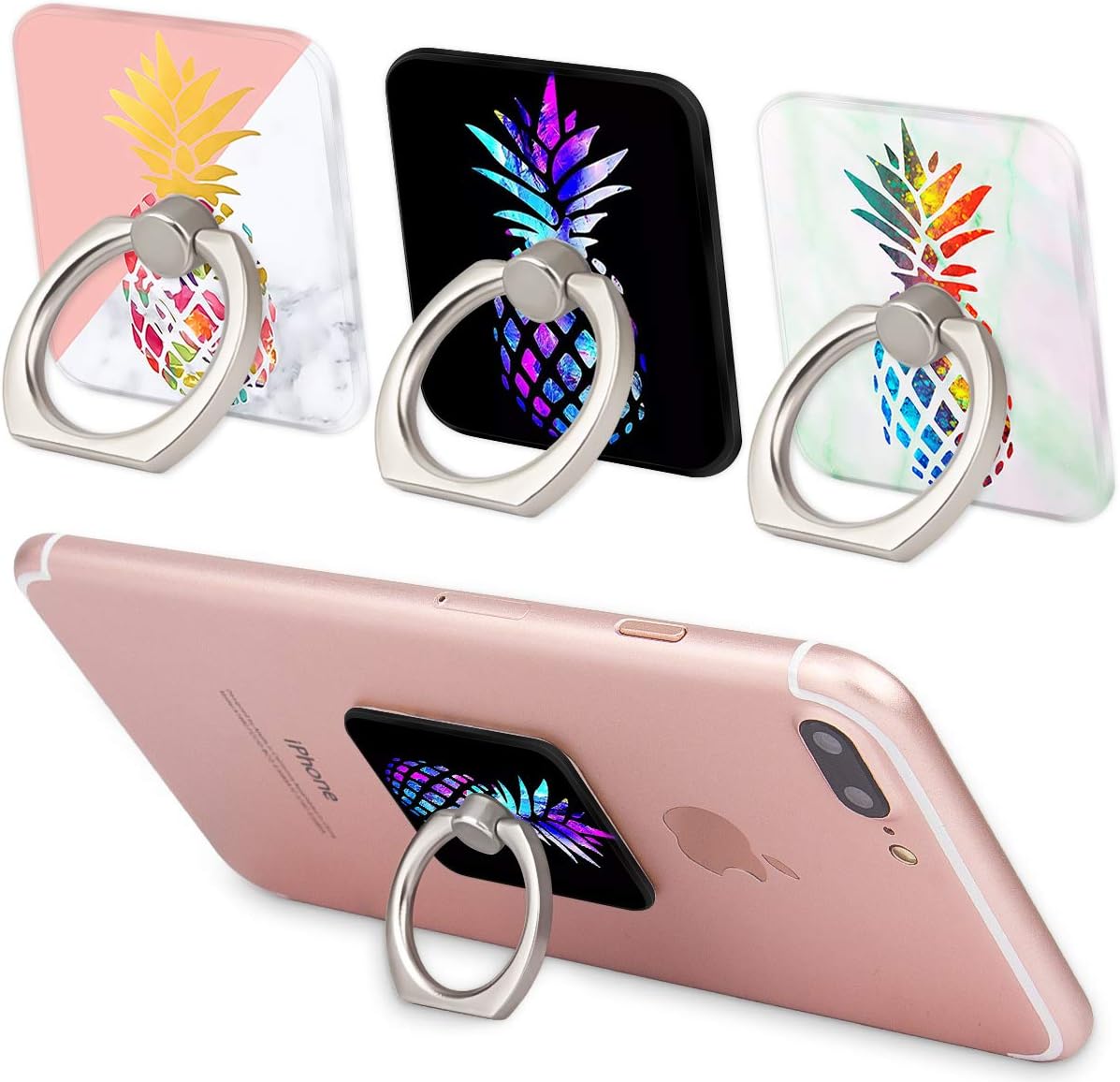 Three Pack Marble Pineapple Cell Phone Ring Stand Holder Grip for Cellphones,Smartphones and Tablets