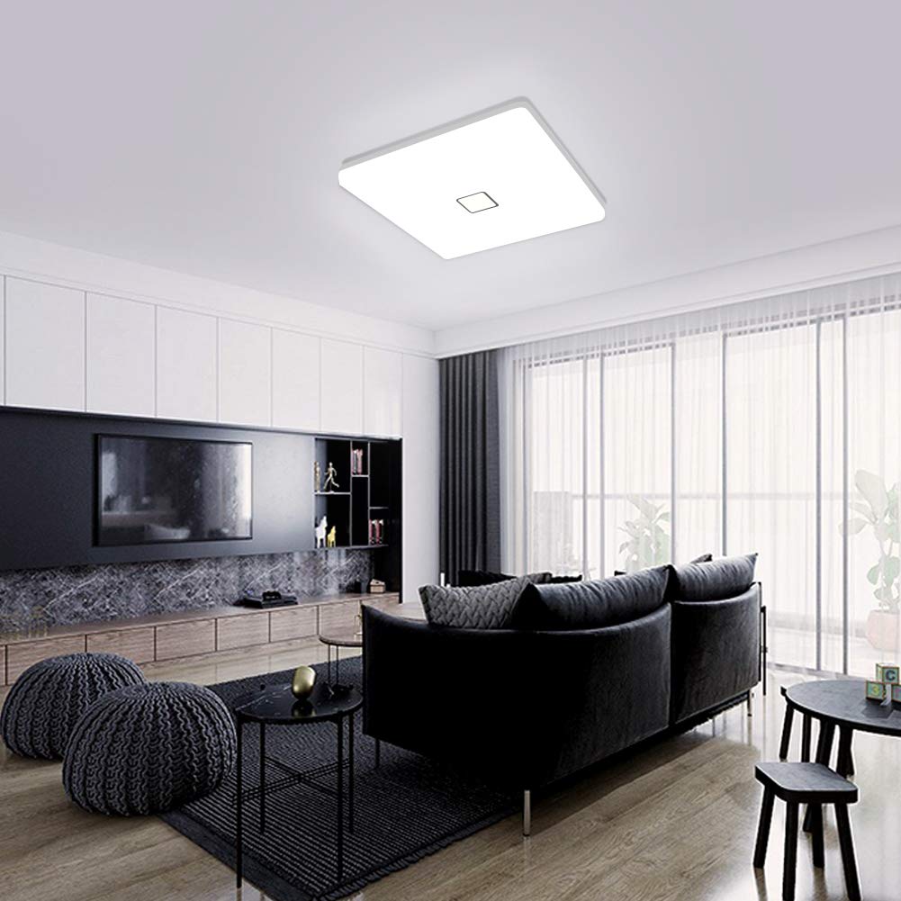 LED Ceiling Light, Airand Ceiling Lamp Flush Mount 2050LM Waterproof IP44 24W 5000K for Bathroom, Kitchen, Bedroom, Hallway, Corridor, Balcony, Living room (Cold White, Square)