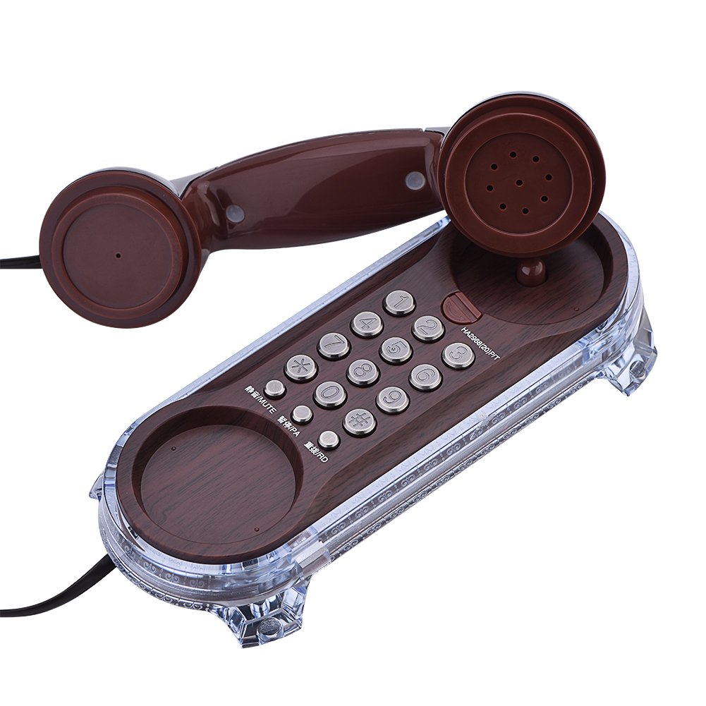 Wendry Telephones,1PC Flash Antique Telephones Wall Mounted Fashion Hanging Phone Caller with Blue Backlight Ringtones Adjustment, Tone Dialing, Mute, Redial, Pause