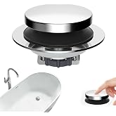 Hibbent 3 in 1 Metal Bathtub Drain Stopper, Universal Pop Up Tub Stopper | Bathtub Drain Hair Catcher, Removable &amp; Anti-Clogging Filter Basket, Fit 1.5''-2.4'' Drain, Brass Bullet Core, Chrome