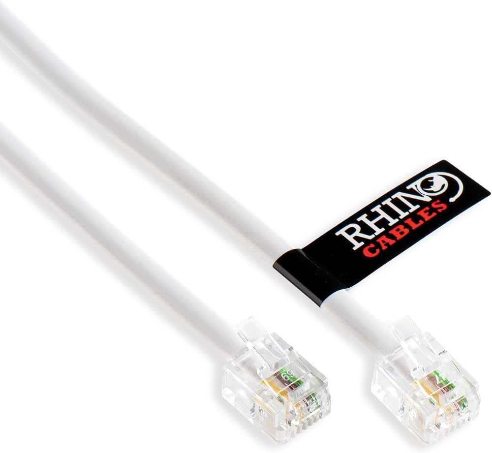 rhinocables ADSL RJ11 High-Speed Telephone & Internet Cable 15m White
