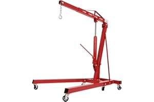 MARSYYDS 2 TON Folding Hydraulic Engine Crane Hoist, 4409 Lbs Engine Motor Hoist, Folding Engine Shop Crane Hoist Lift with 6 Iron Caster Wheels for Garage Workshop & Car Fixing (Red)