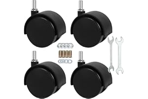 YEWEKE 2" Stem Casters Replacement Casters Threaded Swivel Furniture Caster Wheels with Brakes 100Lbs (M8-1.25x15mm-Black-No Brake)