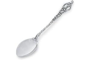 AMBEDORA Small Spoon Roma for Boy or Girl, Oxidized 925 Sterling Silver, Christening, Birthday Gift