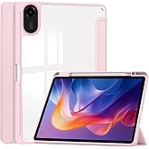Gylint Case for Xiaomi Redmi Pad 2 11 inch 2025, Hybrid Slim Case Cover [Built-in Pencil Holder] Shockproof Cover with Clear Transparent Back Shell for Xiaomi Redmi Pad 2 Pink