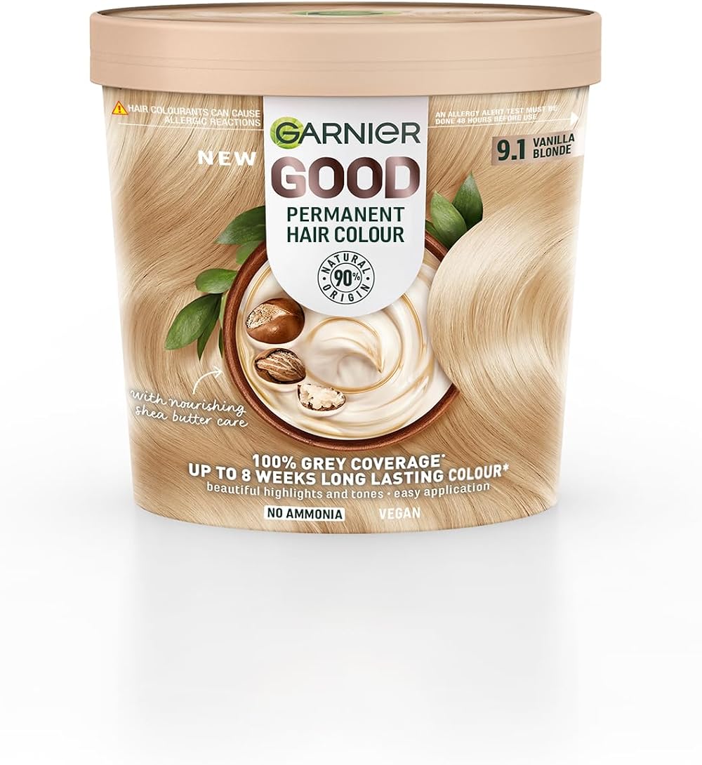 Garnier GOOD Permanent Hair Dye 9.1 Vanilla Blonde Kit No Ammonia