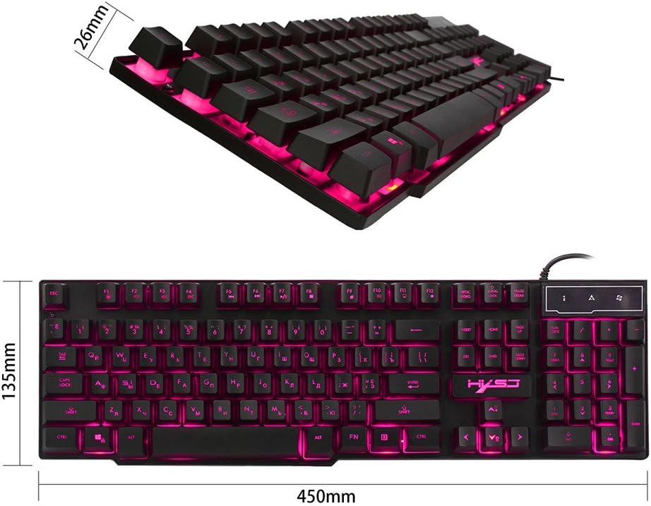 Wokee_Waterproof Gaming Keyboard R8 3 Colors LED Backlight USB Wired