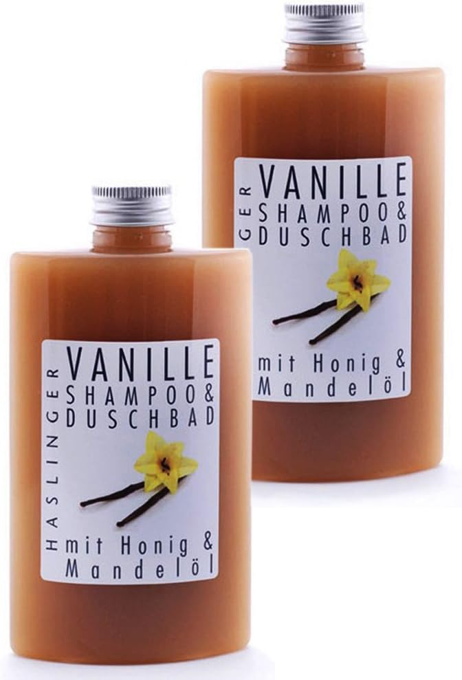 Lashuma Vanilla Shower Gel and Shampoo with Real Honey and Almond Oil Set of 2 2x 200 ml