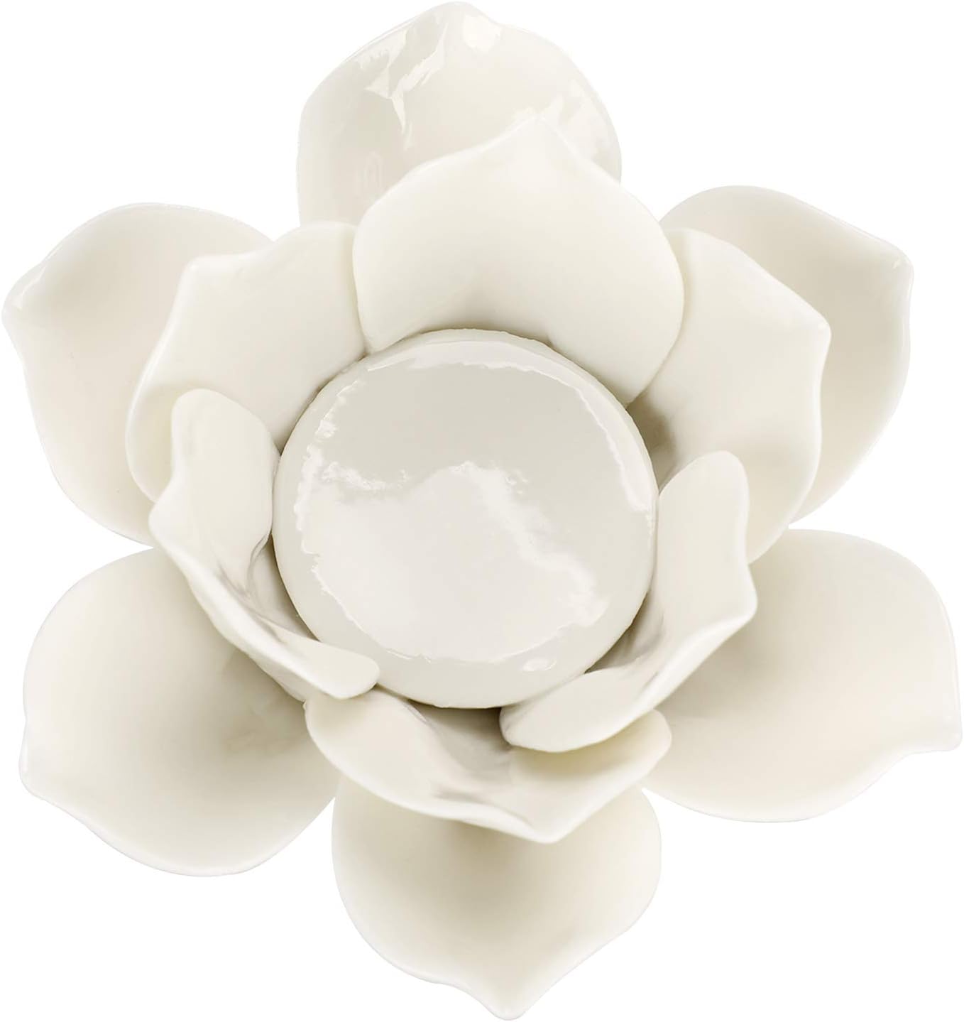OwnMy 4.5 Inch Ceramic Lotus Flower Tea light Holder Lotus Petals Candle Holder