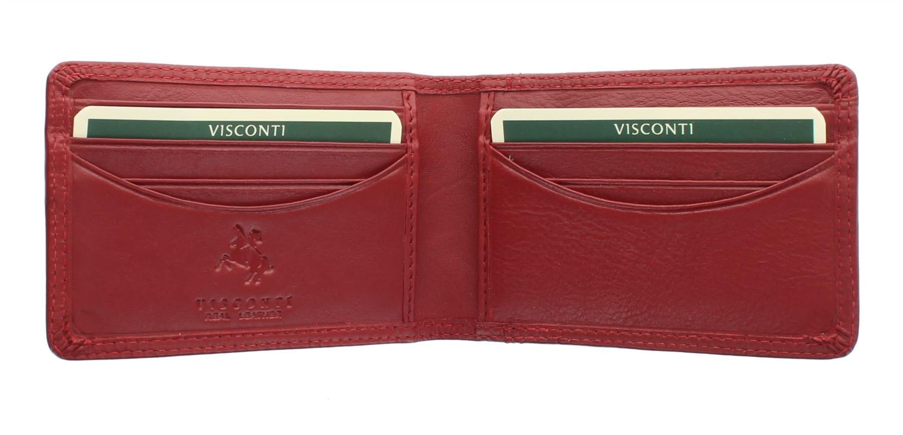 VISCONTI Heritage Collection Nelson Leather Credit Card Holder RFID Blocking HT5 Red