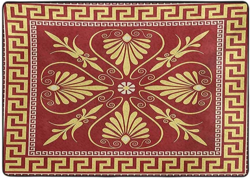 Greek Key Modern Area Rug, Old Fashioned Frame Design with