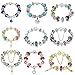 Naivo Designer Inspired Crystal Snake Chain Murano Glass Beads Charm Bracelet