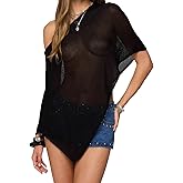 Nicoxijia Women Y2K Sheer Knit Poncho Top Lightweight Summer Beach Knit Shrug Shawl Bolero Off Shoulder Mesh Sweater Cover Up