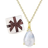 COAI 925 Sterling Silver Necklace for Women, Teardrop Pendant Moonstone Necklace for Women