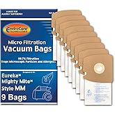 Envirocare Premium Replacement Multi-layer Micro Filtration Vacuum Bags Made to fit Eureka Style MM Eureka Mighty Mite 3670 and 3680 Series Canisters 9 Bags