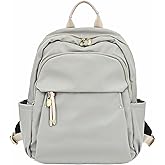 M-ioi-M Medium Backpack Purse for Women, Fashion Nylon Daypack with Gold Hardware, Lightweight Water-Resistant Rucksack for College, Work, Travel, Everyday Use, Fits 13–14" Laptop (Gray Beige, Medium)