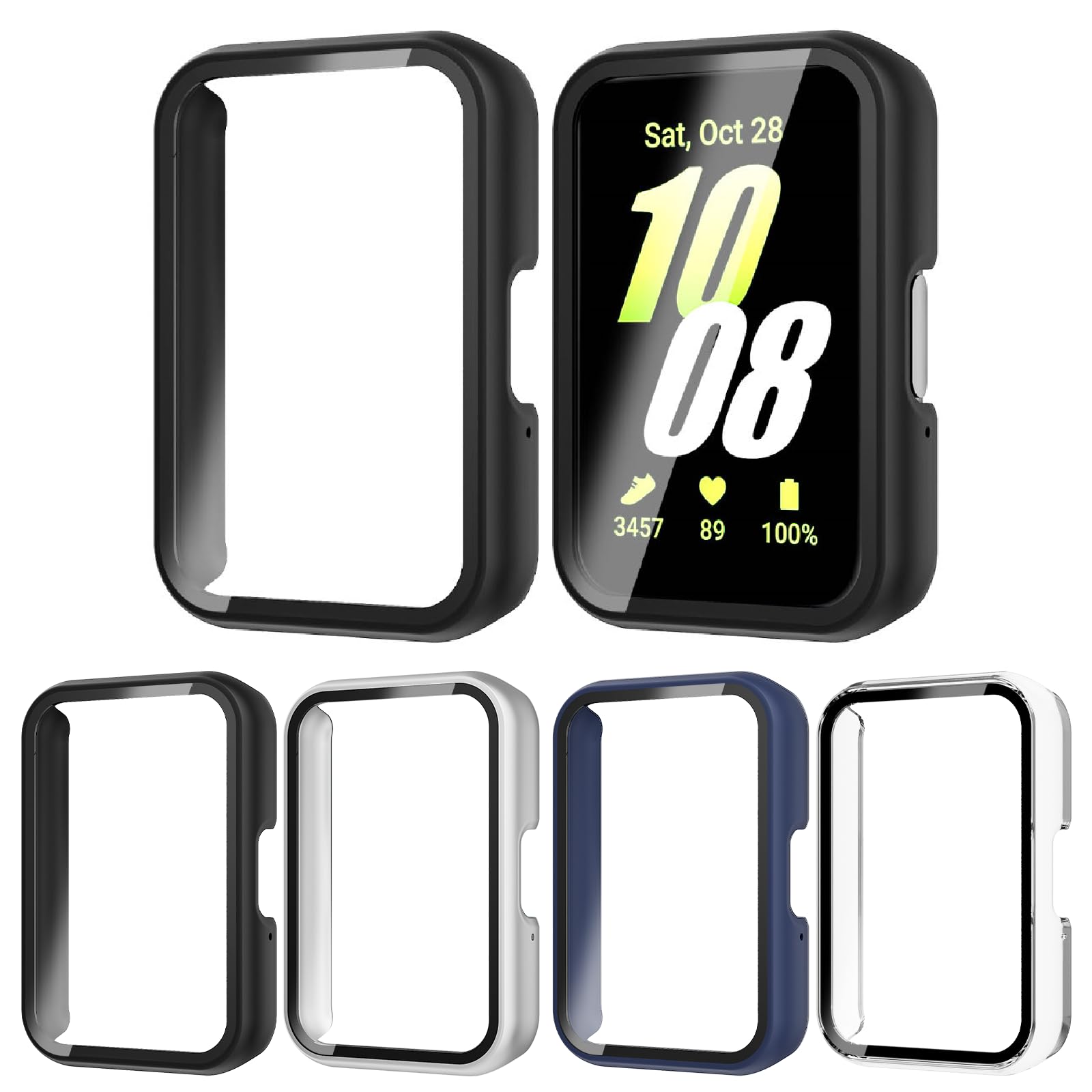 Photo 1 of 4-Pack Rc-Z for Samsung Galaxy Fit 3 Screen Protector Case, Hard PC Protective Face Cover Replacement Bumper Accessories for Fit 3 Women Men