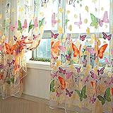 Blovess Yueton 78.7"*39.4" Butterfly Sheer Door Balcony Window Screen Curtain