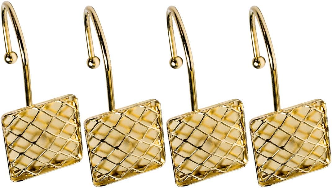 Dimaka Golden Shower Curtain Hooks,12 PCS Rust Proof Resin