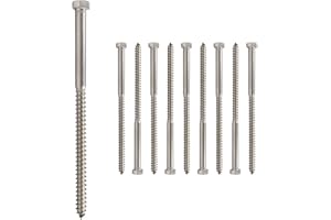 CONQUEST FASTENERS Conquest 3/8" x 7" Lag Bolts, 316 Stainless Steel, Coarse Threads Hex Head, Corrosion-Resistant for Outdoor, Wood, and Structural Projects (10 Pack)