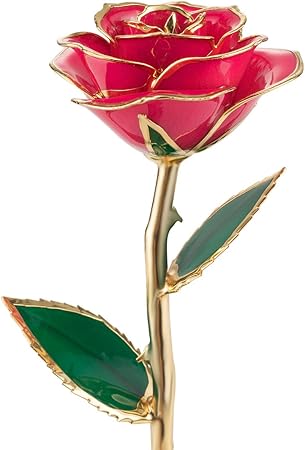 EZbuy - Rosa de decoración de oro de 24K con caja de regalo para boda, decoración de