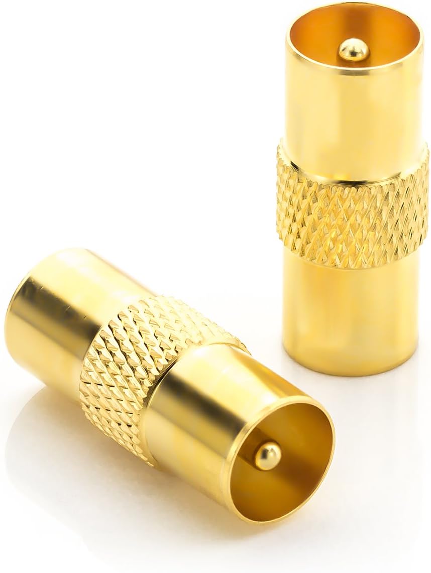 deleyCon TV & Sat Adapter, Gold, 2x TV Stecker zu TV Stecker - Image 3