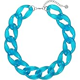 Firstmeet Chunky Acrylic Necklace Smooth Chain Link Cool Statement Choker Cuban Style Jewelry Gift for Women