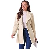 Allegra K Women's Elegant Overcoat Notched Shawl Collar Single Breasted Outerwear Winter Long Coat