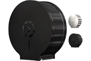 Jumbo Toilet Paper Dispenser-Wall Mount Industrial Toilet Paper Holder, Commercial Grade, Stainless Steel, Locking Bathroom Dispenser for 9" Rolls (Dispensador de Papel de bano) by EnBath (Black)