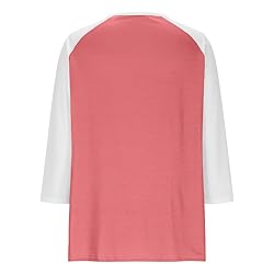 3/4 Length Sleeve Womens Tops Cotton Dressy V Neck