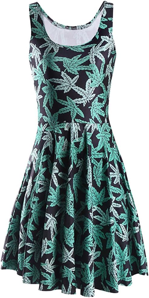 Sister Amy Women's Printed Elastic Reversible Sleeveless Camisole Skater Dress