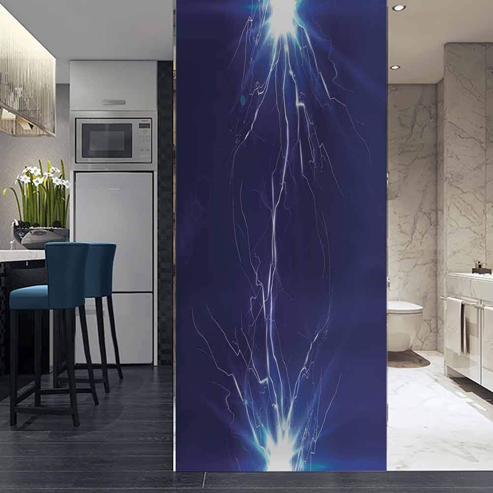 ViLJe 3D No Glue Static Decoration Window Film Glass Sticker, The Discharge of Electricity Lightning, for Home Office Glass Door Window Sticker W17.7 x L78.7 Inch