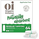 Oi | Organic Initiative - 100% Certified Organic Cotton Non-Applicator Tampons | Ultra-Absorbent, Unscented, Natural, Non-Tox