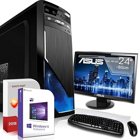Multimedia PC mit Monitor AMD A8-7600 4x3.1GHz |ASUS Board|24 Zoll TFT|8GB DDR3|1000GB HDD|Radeon R7 Series HDMI|DVD-RW|USB 3