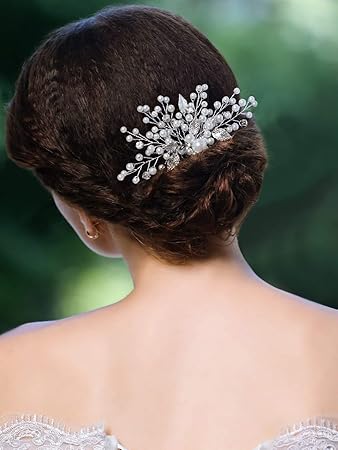 Amazon Com Yean Bridal Hair Combs Wedding Silver Leaf Hair Comb