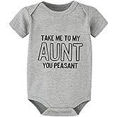 WOOYONGING Take Me To My Aunt You Peasant Baby Romper Short Sleeve Infant Bodysuit Newborn Outfits