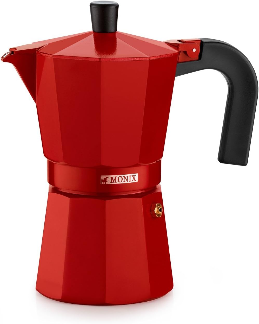 MonixFresa Aluminium 3 Cups Coffee Maker, Red.