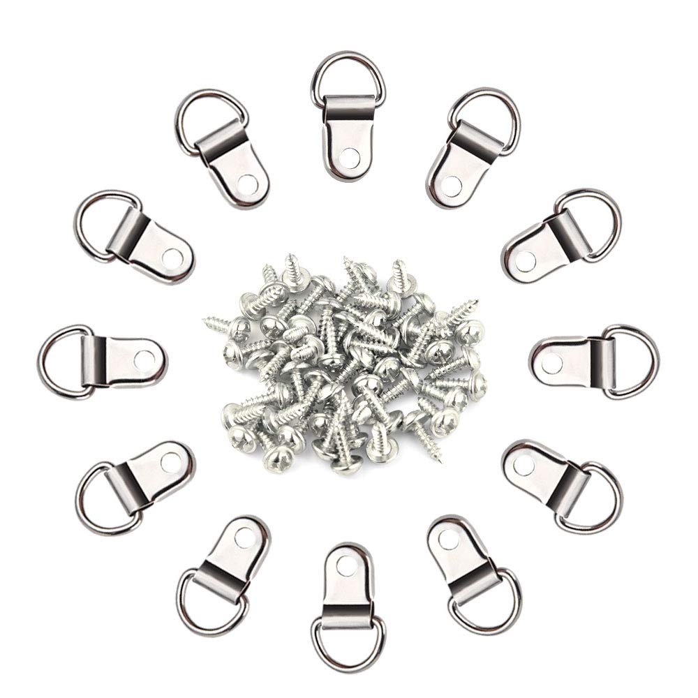 TUPARKA 50 Pack D Ring Picture Frame Hanging Hangers with Screws for Picture Hanging Home Decoration
