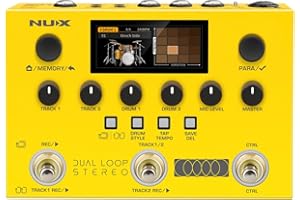 NUX DUAL LOOP STEREO Looper Pedal, Dual-Track Looper，Guitar Pedal for Electric Guitar, 4 Effects，42 Rhythm Presets with 672 R