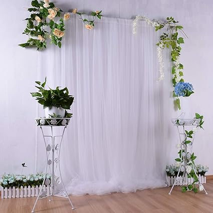 Etbotu Maison Et Cuisine Rideau De Fenetre En Tulle Pour Decoration De Fond Pour Mariage 150 X 215 Cm Blanc Amazon Fr Cuisine Maison