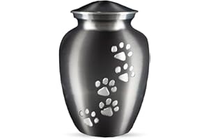 Best Friend Services Pet Urn - Ottillie Paws Legacy Memorial Pet Cremation Urns for Dogs and Cats Ashes Hand Carved Brass Memory Keepsake Urn (Slate, Vertical, Pewter, Small)