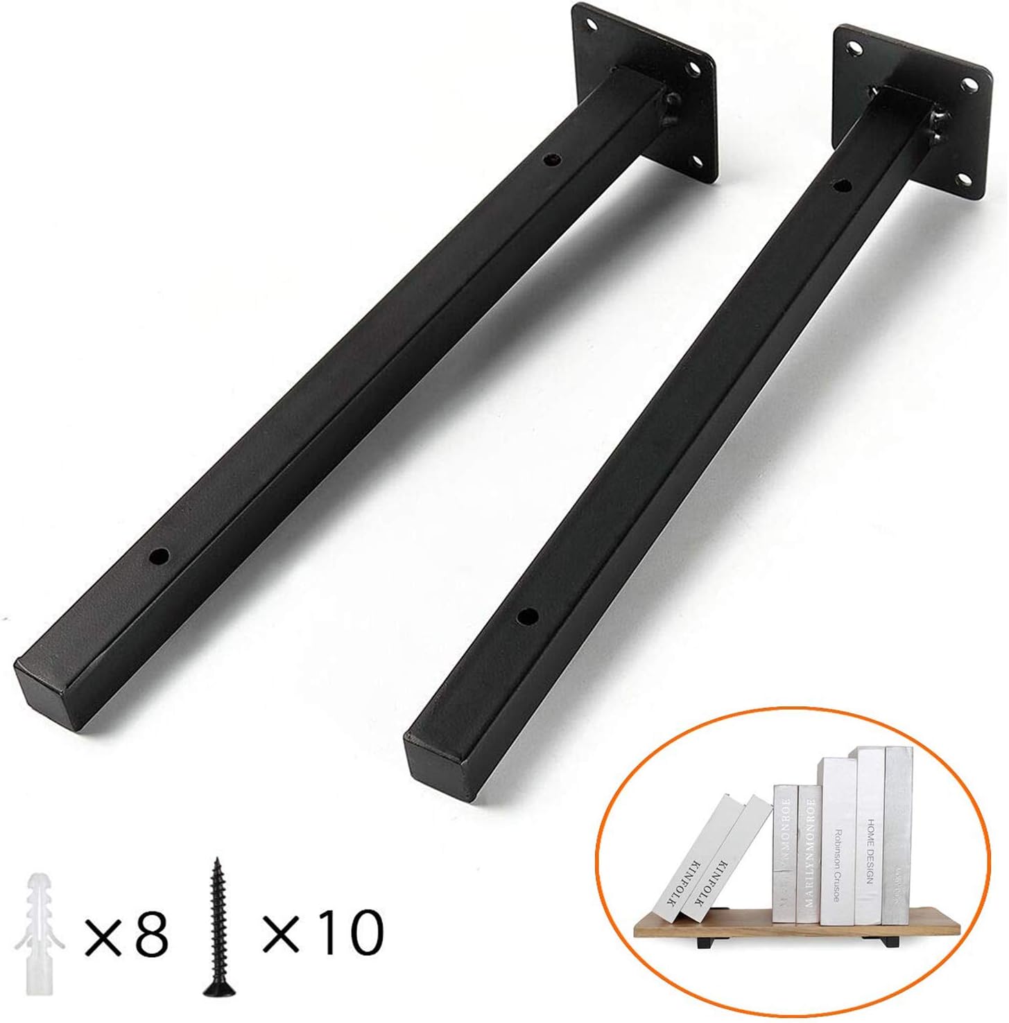 Heavy Duty Floating Shelf Brackets 10" Blind Industrial Metal Shelf