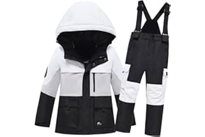 Boys Girls Ski Suit for Kids Ski Jacket And Snowpant Set 2 Piece Zip up Snowsuit Waterproof Overall Snow Clothes